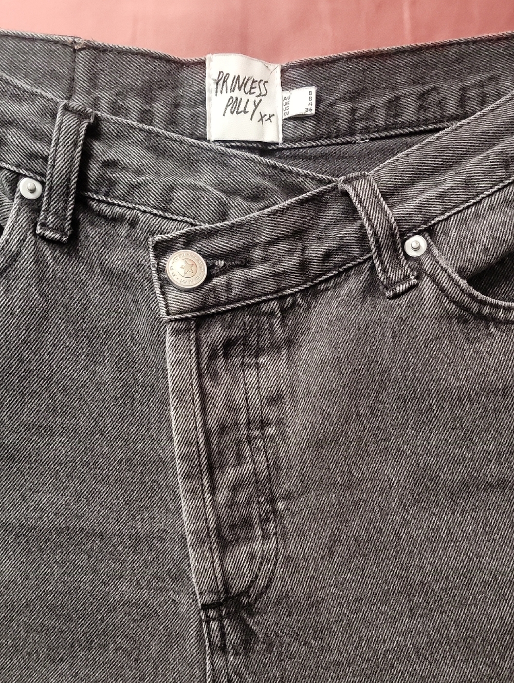 Princess Polly Charcoal Button-Fly Slim Jeans  Size 4